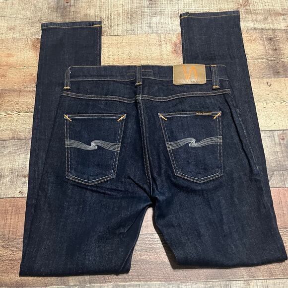 Nudie Jeans Co NWOT Men's Dark Wash Stretch Lean Dean Straight Jeans Sz 29x32 - Picture 5 of 5